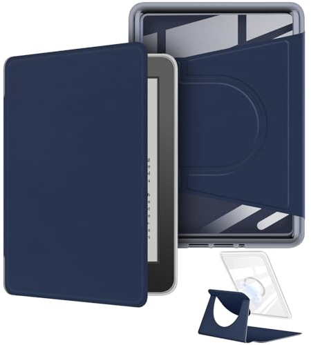 Schutzhülle für Kindle Paperwhite (10. Generation 2018), um 360 Grad drehbar, abnehmbares magnetisches Design, verstellbare Standabdeckung, transparente Rückseite mit automatischer Sleep/Wake-Funktion