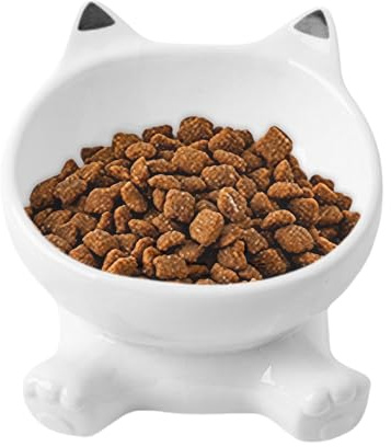 Ciotole Alte Per Mici | Ciotola Alimentare Rialzata Per Gatti - In Ceramica Con Base Antiscivolo, Inclinato Per Comfort Per Cani Gatti Piccoli Spazi Casa Viaggio