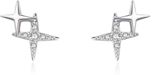 Clou D'Oreille Etoile, Boucle D Oreille Argent Argent Sterling 925 Zircone Cubique Forme Ronde Mode Moderne
