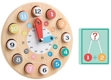 TTETTZ Holzuhr, Feinmotorik Puzzle für Schulbedarf, 1–3 Jahre, Geschenk