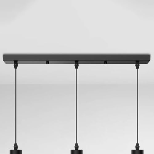 Baldachin Lampe, Baldachin für Lampe Rechteckig, Deckenbaldachin Lang,Kabelabdeckung Deckenrosette Metall Lampenabdeckung Decke Lampenschirm Deckendose (Schwarz, 40cm*2-Löcher)