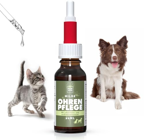 PAW WOW Natürliche Ohrenpflege 20ml für Hunde | Milde Reinigung & sanfte Pflege | Ohrentropfen mit Lebermoos, Arnikablüten‑, Ringelblumen- & Neemöl | ohne künstliche Zusatzstoffe