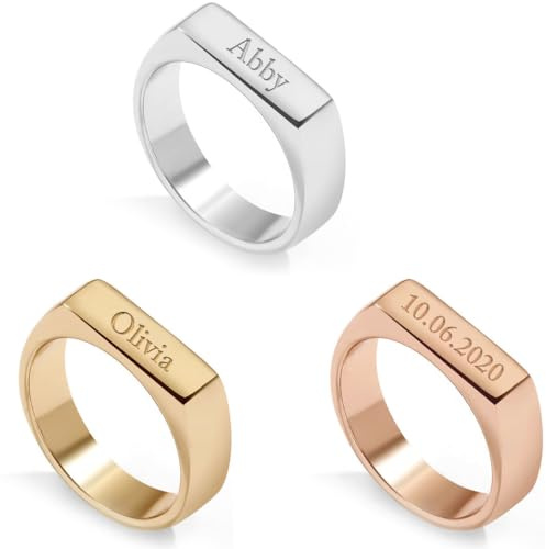 Personalisierter Namensring Vorsteckring, Individuell gravierter Stapelring, Geschenk zum Muttertag für Sie, Zarter Schmuck für Frauen, Geburtstag, Jahrestag, Weihnachten, Freundinnen, Mütter und Omas