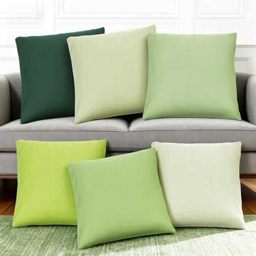 Huiguli 6er Set Kissenbezüge 45x45 cm Kordsamt Dekokissen Sofakissen Salbeigrün Kissenhülle Zierkissenbezug Dekorative Kissen für Wohnzimmer Schlafzimmer