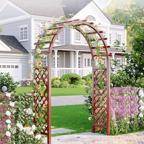FORRTY Arche De Jardin en Bois avec Bac À Fleurs Arche Mariage for Cérémonie Treillis Plantes Grimpantes Extérieur Arbor Décorative Jardin for Terrasse Entrée Pelouse Fête(Without Box,160cm)