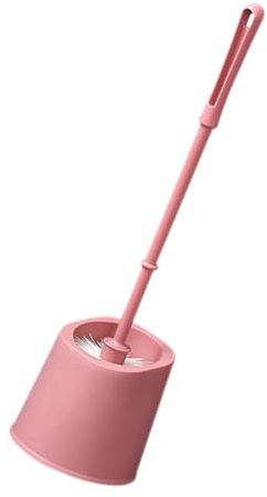 FONDOTIN Escobilla de Baño Rosa con Base Cepillo de Inodoro de Cerdas Suaves Soporte de Pared de Limpieza para Hogar y Baño Herramienta Ergonómica y Versátil para Eliminar Suciedad