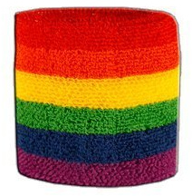 Flaggenfritze Schweißband Regenbogen, 1 Stück, 7 x 8 cm, für Erwachsene und Jugendliche, Sport/Fitness/Yoga, modisches Fan-Accessoire