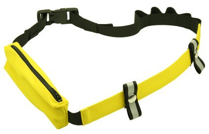 ANDREAS WIPPER Laufgürtel mit Hüfttasche und Gelschlaufen, Startnummernhalter, Startnummerngurt, Startnummernbefestigung, Startnummernband Case Yellow Edition