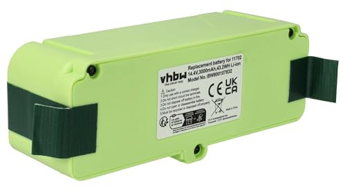 vhbw Batterie Compatible avec iRobot Roomba 886 | 880, 966, 872, 882, 876, 900, 882E, 980, 960 aspirateur (3000mAh, 14,4V, Li-ion)
