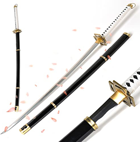 Swords and more One Piece Roronoa Zoro Yubashiri Anime Schwert, handgeschmiedet, Karbonstahlschwert mit Scheide, 105 cm, One-Piece-Katana für Animefans, Cosplays, Sammler & als Geschenk