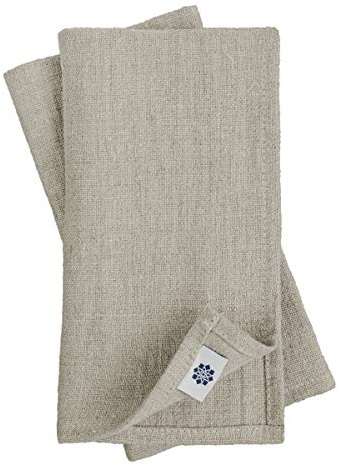 Linen & Cotton Set Di 4 Tovaglioli In Stoffa RUSTICO, 100% Lino Lavato - Beige/Naturale (42 x 42cm)