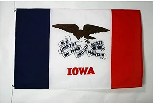 AZ FLAG Drapeau Iowa 150x90 cm Drapeau Américain Polyester Léger 2 Œillets | Usage intérieur Drapeau décoratif coutures doubles et bords renforcés avec œillets métalliques
