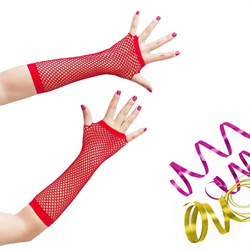 Oblique-Uniuqe® Netzhandschuhe lang in Rot - Einheitsgröße