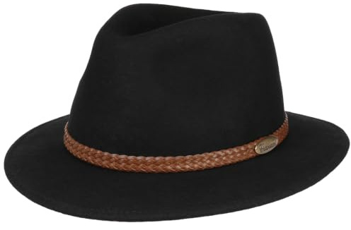 LIERYS Traveller Filzhut Herren Made in Italy Wasserabweisend Knautschbar Herbst Winter schwarz 61 cm