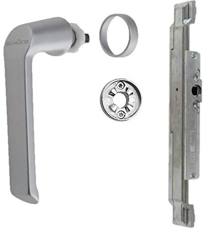 Schüco Reparaturset Getriebe Griff Rosette silber/EV1 (DIN Rechts) Aluminium 223286