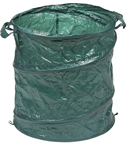 AFP Gartensack PopUp stabiles PE-Gewebe, grün, Ø 55 x H:68 cm / 160 l - Laubsack - selbstaufstellend/reißfest/für Herbstlaub, Grünabfälle / 2 Jutesäckchen Gratiszugabe