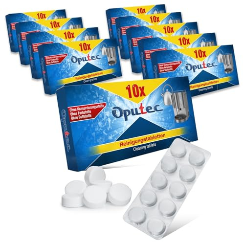 Oputec 10 x 10 Stück Reinigungstabletten für Kaffeevollautomaten Kaffeemaschinen Espressomaschinen: 100 Entfetter-Tabletten á 2g | Kompatibel zu Jura, Siemens, Saeco u.v.m.