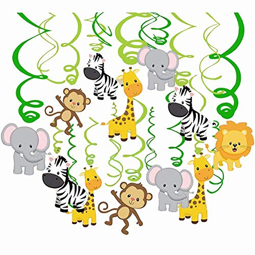 Comius 30 PCS Decorazioni a Spirale di Animali, Animali Giungla Feste a Tema Decorazioni per Feste di Compleanno