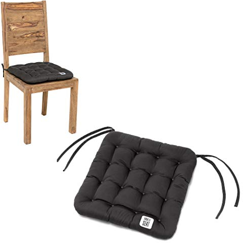HAVE A SEAT Luxury - Sitzkissen 40x40 cm (2 St.) - bequemes Stuhlkissen, orthopädisch, waschbar bis 95°C, Trockner geeignet, farbecht - Made in Germany - (40x40 cm - 2er Set, Grau-Anthrazit)