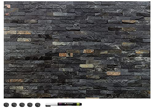 Navaris Magnettafel Magnetpinnwand Memoboard zum Beschriften - 60x40 cm Notiztafel div. Designs - Tafel abwaschbar mit Halterung Magneten Stift