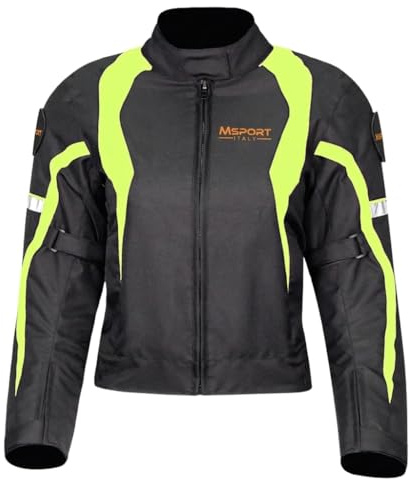 Msport Chaqueta de Moto Impermeable para Mujer, Chaqueta 4 Estaciones con Forro Térmico Extraíble, Transpirable y con Protecciones CE - Verde 3XL