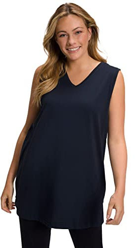 Ulla Popken Basic-V-Top, Camisetas Mujer, Navy Blau,
