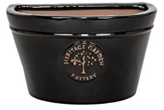 Maisonica 19cm Black Heritage Ceramic Wall Planter Plant Pot - Frost Proof