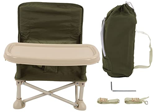 Tragbarer Hochstuhl, Klappbarer Baby-Campingstuhl mit Tablett, Reise-Sitzerhöhung für Kleinkinder für drinnen, draußen, Camping,Strand, Babysitz mit Sicherheitsgurt zum Essen von(Green-Upgrade)