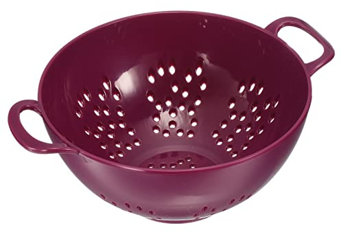sourcing map Mini Food Colander with Double Handles, Rice Washing Strainer Plastic Fruit Pasta Drainer, Kitchen Food Mesh Colander for Vegetable Fruit-Purple