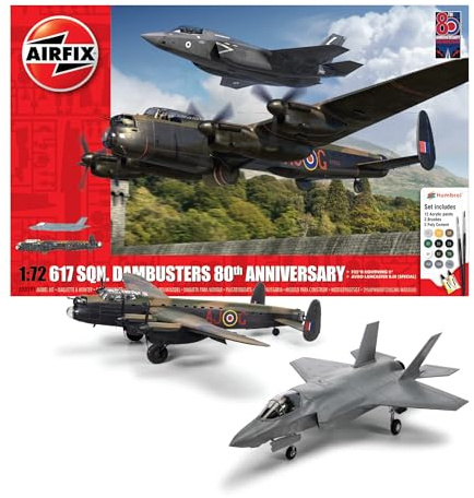 Airfix Aircraft Model Building Kits A50191 617 SQN. Dambusters 80th | Miniature Craft Kit, 1/72 Scale Plastic Model Plane Kits for Adults to Build, Aeroplane Gifts for Men