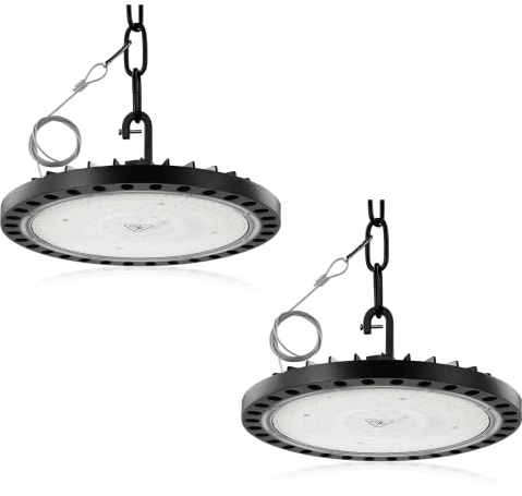 papasbox 2 Stück 200W LED Werkstatt Deckenleuchte Werkstattleuchte Kaltweiß Deckenstrahler | UFO Lampe für Werkstattlampe LED Hallenbeleuchtung Hallenstrahler Industrielampe