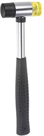 sourcing map Mazo de martillo de doble cara de metal de 23 mm con agarre antideslizante, herramienta de mano para instalación en el hogar