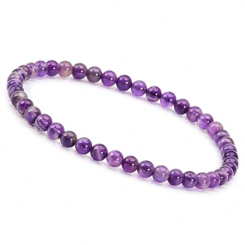 Unique Gems Amethyst Armband Naturstein Damen Perlenarmand 4mm elastisch handgefertigt Made in Germany Geschenk für Frauen