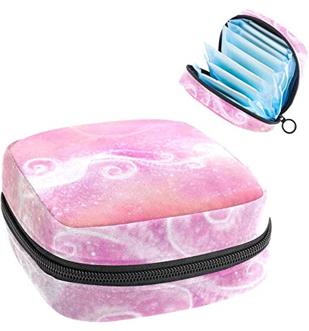 Pinke niedliche Perioden-Tasche, tragbar, Tampon-Aufbewahrungstasche für Damenbinden, Mehrfarbig, 4.7x6.6x6.6 in/12x17x17 cm