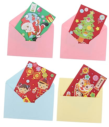 NUOBESTY 4packung DIY-Karten Basteln DIY-zubehör Für Junge Mädchen Bastelbedarf Für Junge Mädchen DIY-Karten DIY-grußartikel Kartenherstellungsmaterialien Für Kindergartenaktivitäten