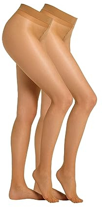 Camano Damen Strumpfhose 20 DEN Bequeme und Reißfeste 2 Paar Feinstrumpfhose mit Weicher Flachnaht Perfektem Sitz und Komfortbund Langlebig 2er Pack 36/38 make up