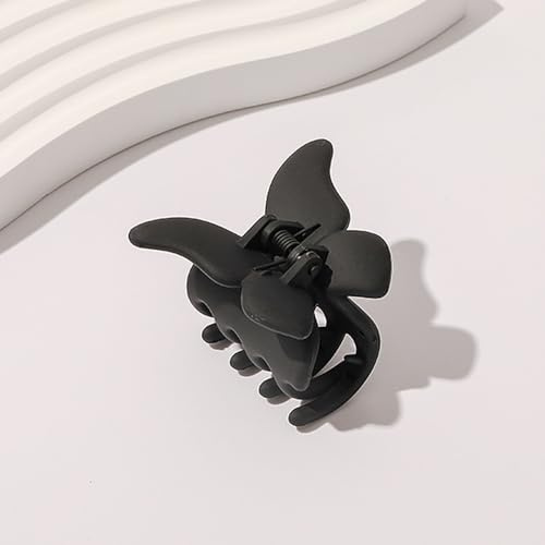 Whakano 2 Stück Schmetterling Haarklammer,Kunststoff Klaue Clips Damen | Niedliche Haarspangen für Frauen,starker Halt Krallenklammern Haar Clips,Zweireihige Kieferspangen,Klein Schwarz