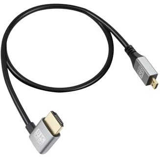 RIIEYOCA 90 grados ángulo izquierdo UHD 8K HDTV Macho a Micro HDTV Macho 18Gbps de alta velocidad 2.1 Cable extendido soporta 8k @ 60Hz, 1080p, ARC, 3D, para DVR, HDTV, (Left Angle, 0,5 m)