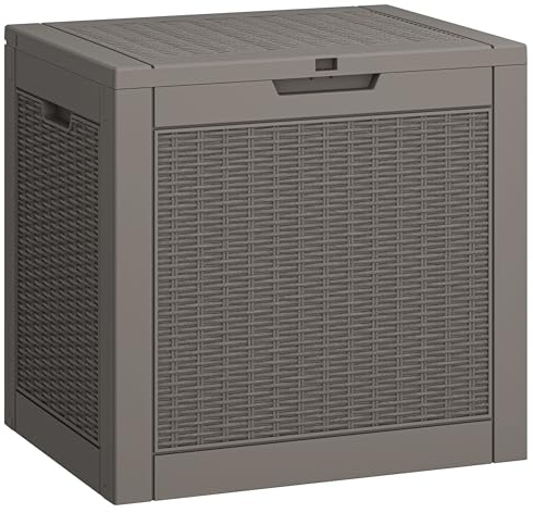 LHBGO 31 Gallon Deck Box, Resin Outdoor Storage Box, Waterproof and UV Resistant Deck Box, Lightweight Storage Box for Garden Tools, Pool Supplies
