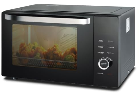 SMETA 1000W Combination Microwave Oven and Grill 34L Microwave With Grill 2400W, Convection Oven 2400W, Microwave Air Fryer Oven Combo, ECO Mode Child Lock Easy to Clean Black