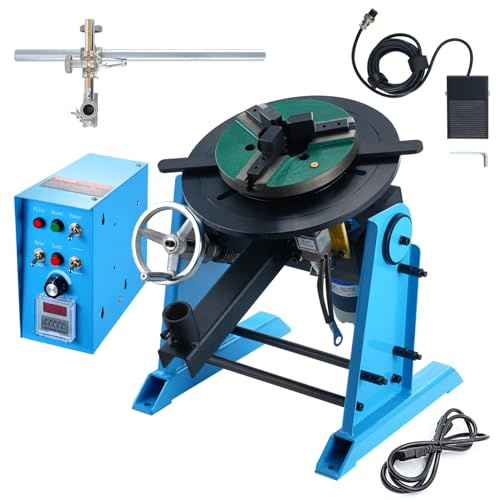 VEVOR Posizionatore Rotante per Saldatura 30 kg, Tavola Girevole per Posizionamento 0-90° 1-12 RPM 80W, Mandrino per Tornio 12,4 Pollici Supporto Torcia Saldatura per Taglio, Rettifica, Assemblaggio