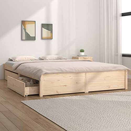 Rantry Bett mit Schubladen Stauraumbett Bettgestell Holzbett Bett Erwachsenenbett Doppelbett Bettrahmen Schubladenbett Schlafzimmer 120x200 cm