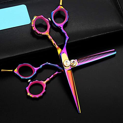 Friseurschere, Linkshänder-Haarschere, Teflonschere, günstige Friseurschere, Friseur-Effilierschere, Friseur-Rasierer-Haarschnitt, bunt, 5,5-Zoll-Set (buntes 5,5-Zoll-Set)