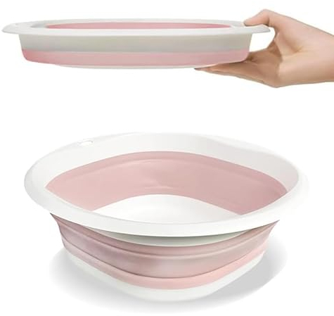haoyuan Bol de lavage pliable en plastique pour lavage des mains - Bassin de stockage d'eau portable - Bol de camping multifonction pour l'extérieur - M - Rose