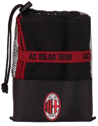 AC Milan Asciugamano in Microfibra Multiuso, per Spiaggia, Viaggio e Sport, Prodotto Ufficiale
