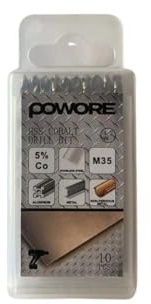 POWORE Cobalt Drill Bits 1.5mm Box of 10, M35 HSS Metric Round Shank Twist DIN338 with Case for Hardened Stainless Steel, Metal, Aluminium, Tile, Wood, & Cast Iron, Drill Driver Accessories