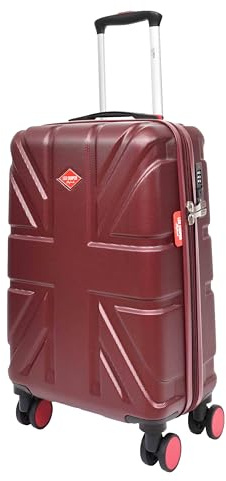 A1 FASHION GOODS Hartschalenkoffer mit 8 Rollen, Hartschalen-Reisetasche, Motiv: Britische Union Jack, Burgunderrot, burgunderfarben, Cabin, Hartschalengepäck mit Spinnrädern