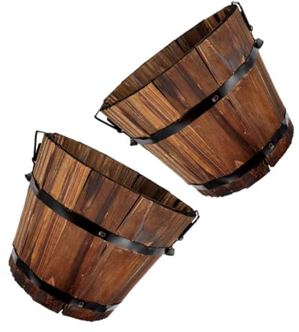 CANIGHT 2stücke Holzblumentöpfe Karbonisiertem Multifunktionale Pflanzgefäße Für Sukkulenten Und Pflanzen Retro Deko Für Garten Balkon Und Innenräume