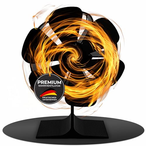 FlammenEcho Kaminventilator | Behagliche Wärme ohne kalte Füße & Zugluft | Ofenventilator für Stahl- & Gussöfen | Flüsterleise <25 dB, 100% stromlos ab 70 °C
