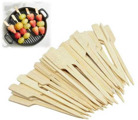 KUEEA Brochetas de Bambú Ecológicas 100pcs - Palillos para Cocktail, Finger Food, Snacks y Fiestas